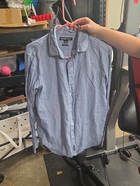 Michael Kors Men’s Blue Micro-Check Button-Down Shirt
